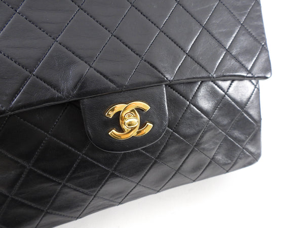 Chanel Vintage 1989 Black Lambskin Square Double Classic Flap Bag – I MISS  YOU VINTAGE