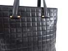 Chanel Vintage Black Leather Square Tote Bag