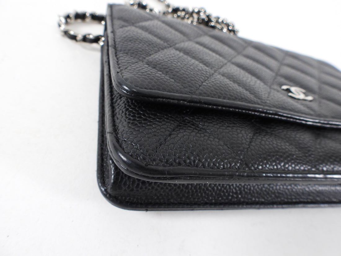 Chanel Black Caviar Classic Quilted Wallet on Chain WOC