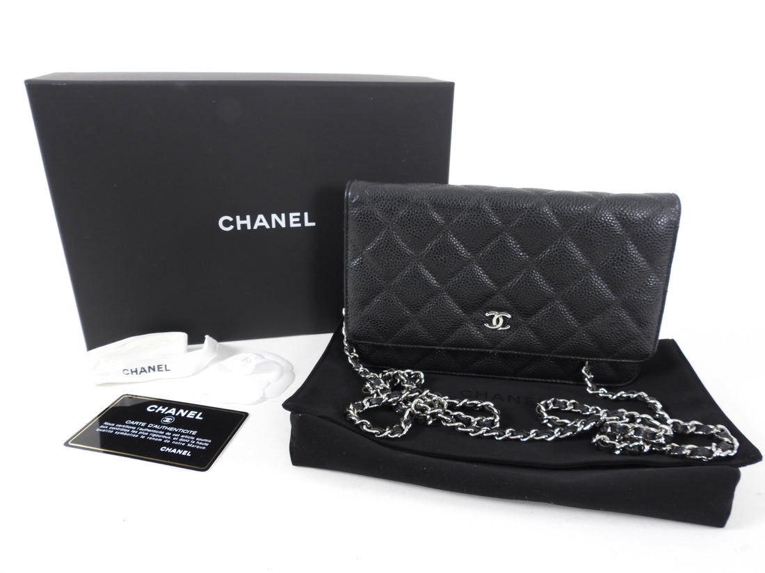 Chanel Black Caviar Classic Quilted Wallet on Chain WOC