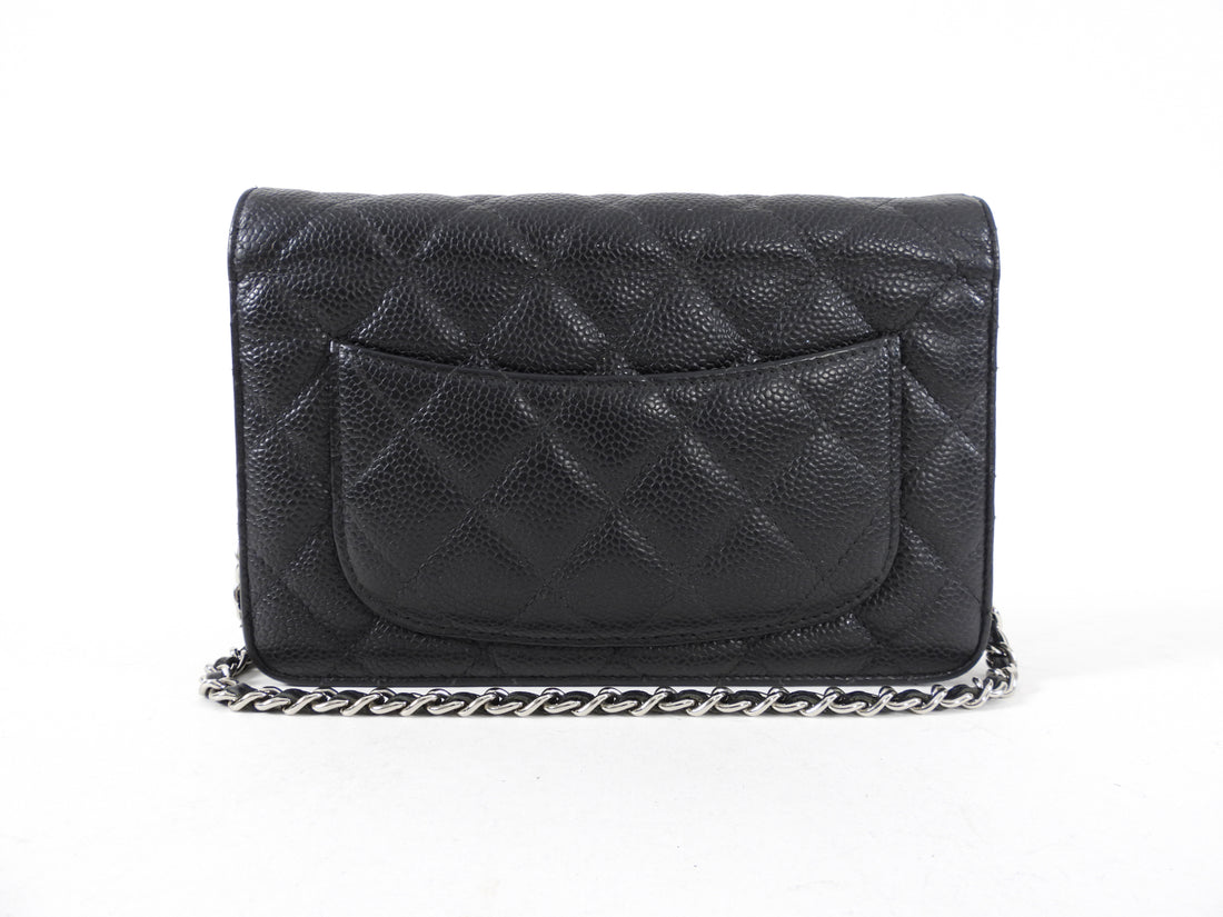 Chanel Black Caviar Classic Quilted Wallet on Chain WOC