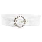 Chanel 19K White Quilted Leather Chain Buckle Wide Belt - 28-30”