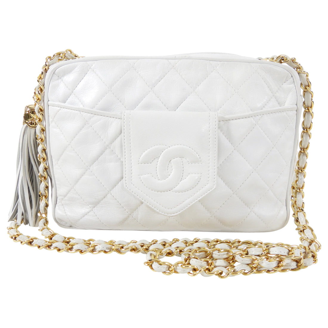 31 vintage leather handbag Chanel White in Leather - 31337202