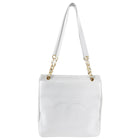 Chanel Vintage 1994 White Caviar Large CC Shoulder Tote Bag