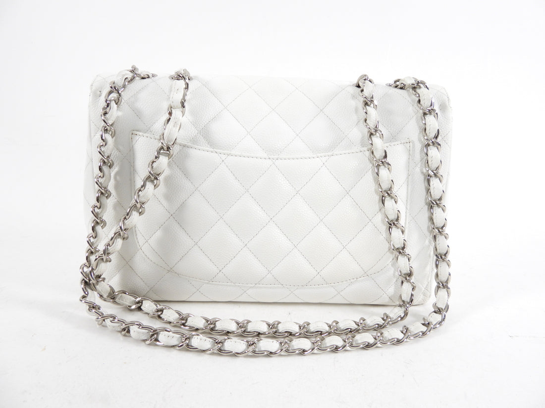 Chanel White Jumbo Quilted Classic Caviar Single Flap Bag – I MISS YOU  VINTAGE