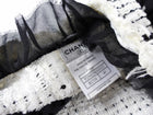 Chanel 05P White Tweed and Black Silk Long Jacket - FR40 / USA 8