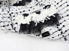 Chanel 05P White Tweed and Black Silk Long Jacket - FR40 / USA 8