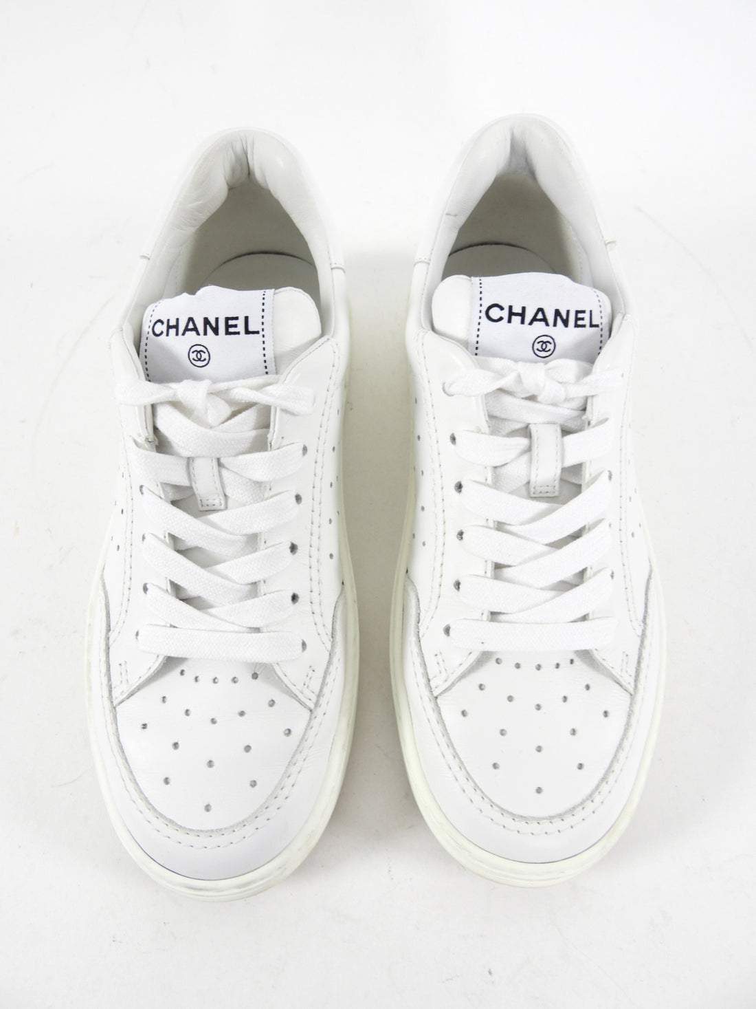 Chanel White Sneakers with Logo Detail at Back - 36.5 (USA 6)