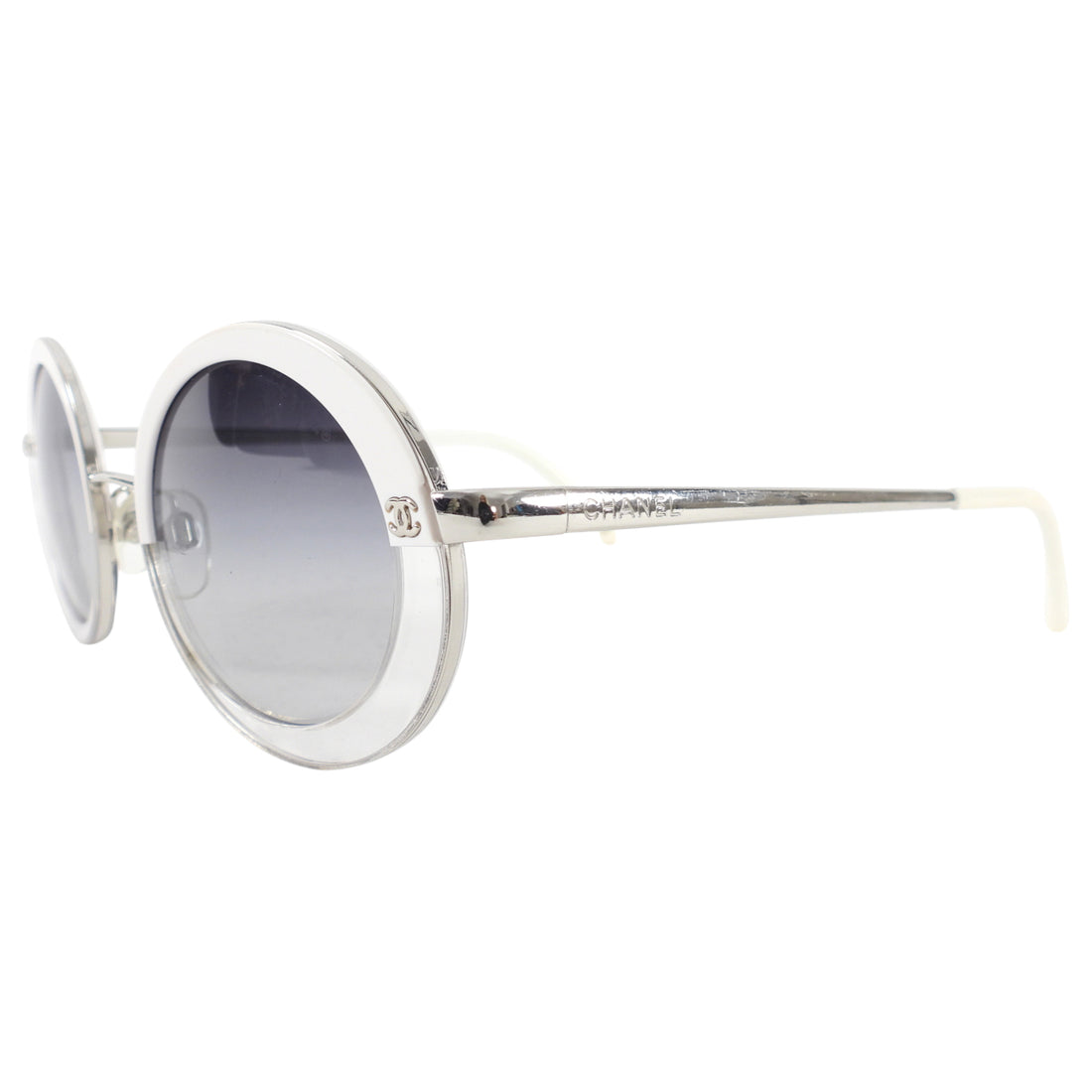 Chanel Clear and White Oval Sunglasses