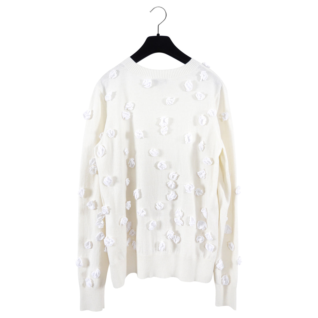 Chanel Ivory Cashmere Blend Pullover with Floral Applique - FR38 / M