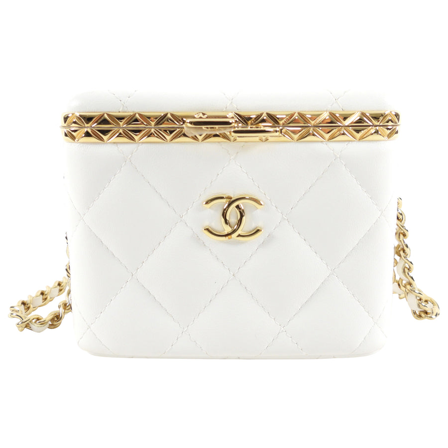 Chanel  White Caviar Quilted Filigree Vanity Case Bag  VSP Consignment
