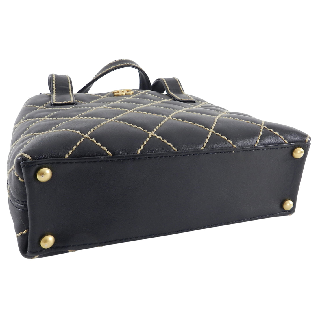 A Chanel Wild Stitch top clasp handbag, circa 2000 - 2002, the black  calfskin leather bag with class