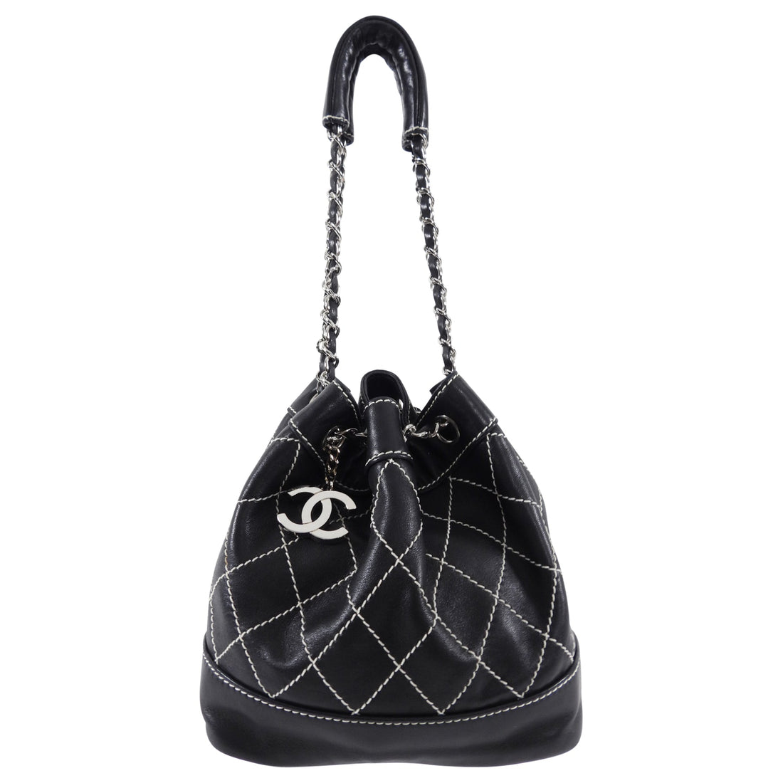 RARE🖤2021 21S Chanel Mini Pearl Bucket Black Bag Fullset W/Receipt 31xxx  Serie