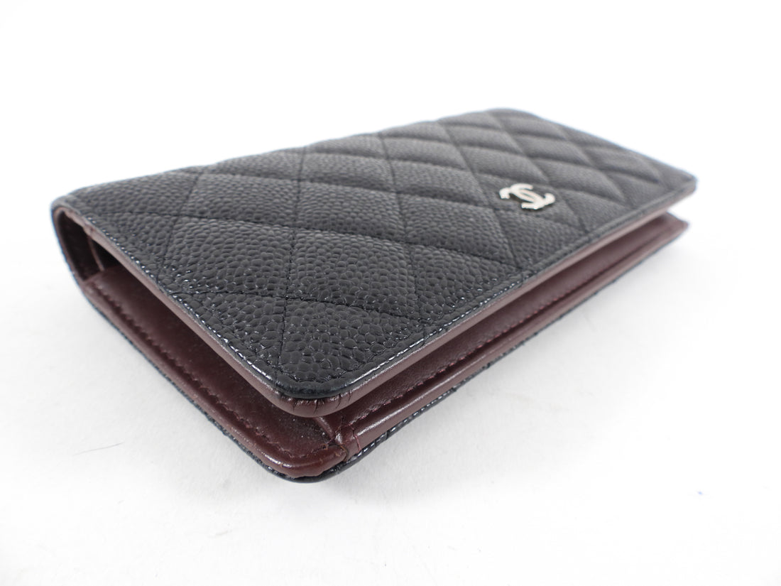 Chanel Black Caviar Quilted Leather Yen Wallet