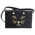 Charlotte Olympia Small Black and Gold Cat Feline Bag 