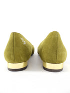 Charlotte Olympia Olive Green Suede Enamel Flats - 40