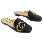 Charlotte Olympia Black Taranto Slippers with Feline Detail - 35.5  