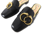 Charlotte Olympia Black Taranto Slippers with Feline Detail - 35.5  