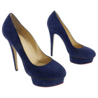 Charlotte Olympia Navy Suede Dolly Platform Pumps - 40