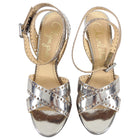 Charlotte Olympia Pewter Perforated Sandals - 38 