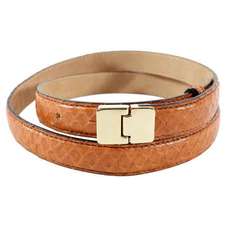 Chloe Vintage Tan Brown Snakeskin Thin Belt - 28-31”