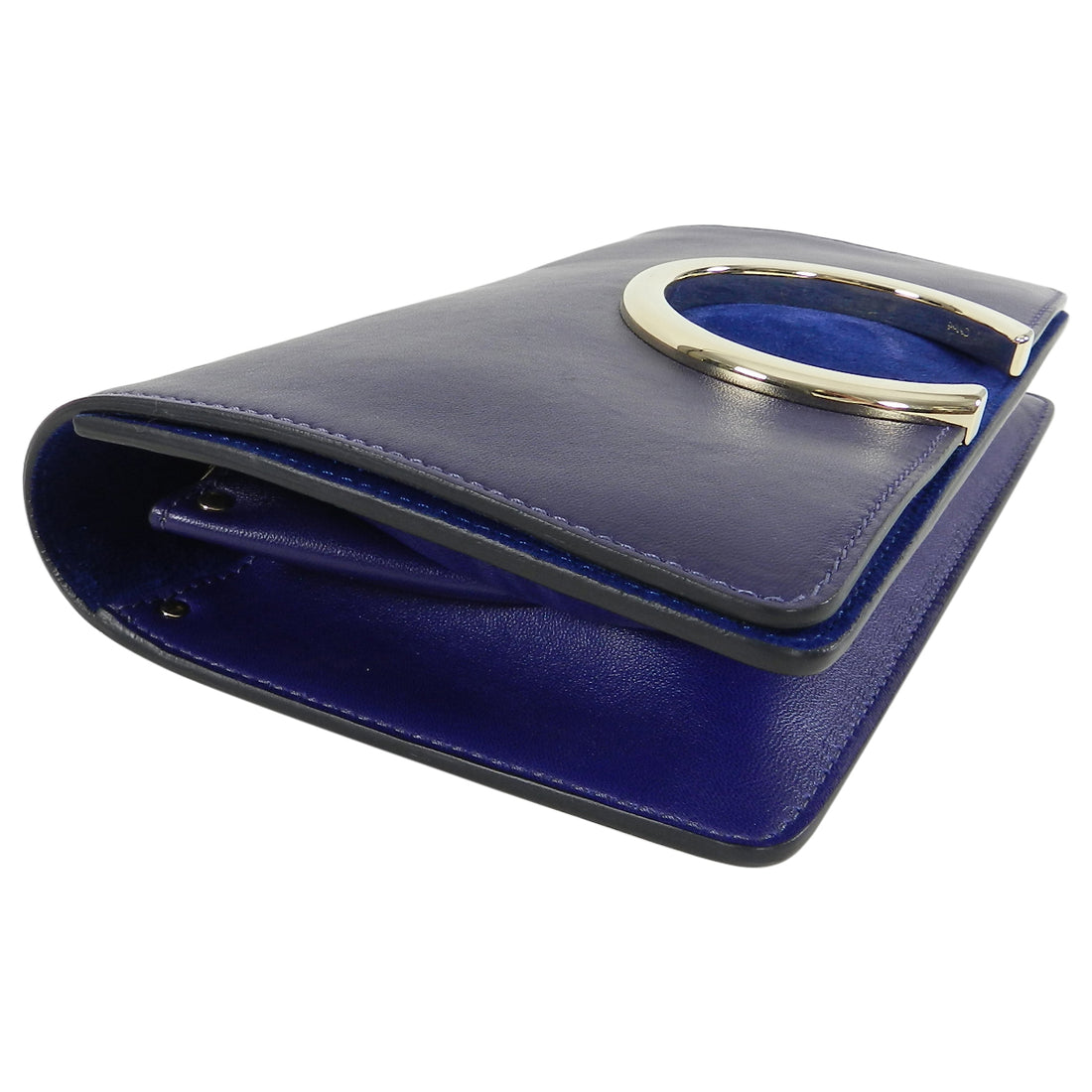 Chloe Navy Gabrielle Clutch Navy Leather and Suede
