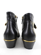 Chloe Susanna Black and Gold Studded Buckle Ankle Boots - EU40