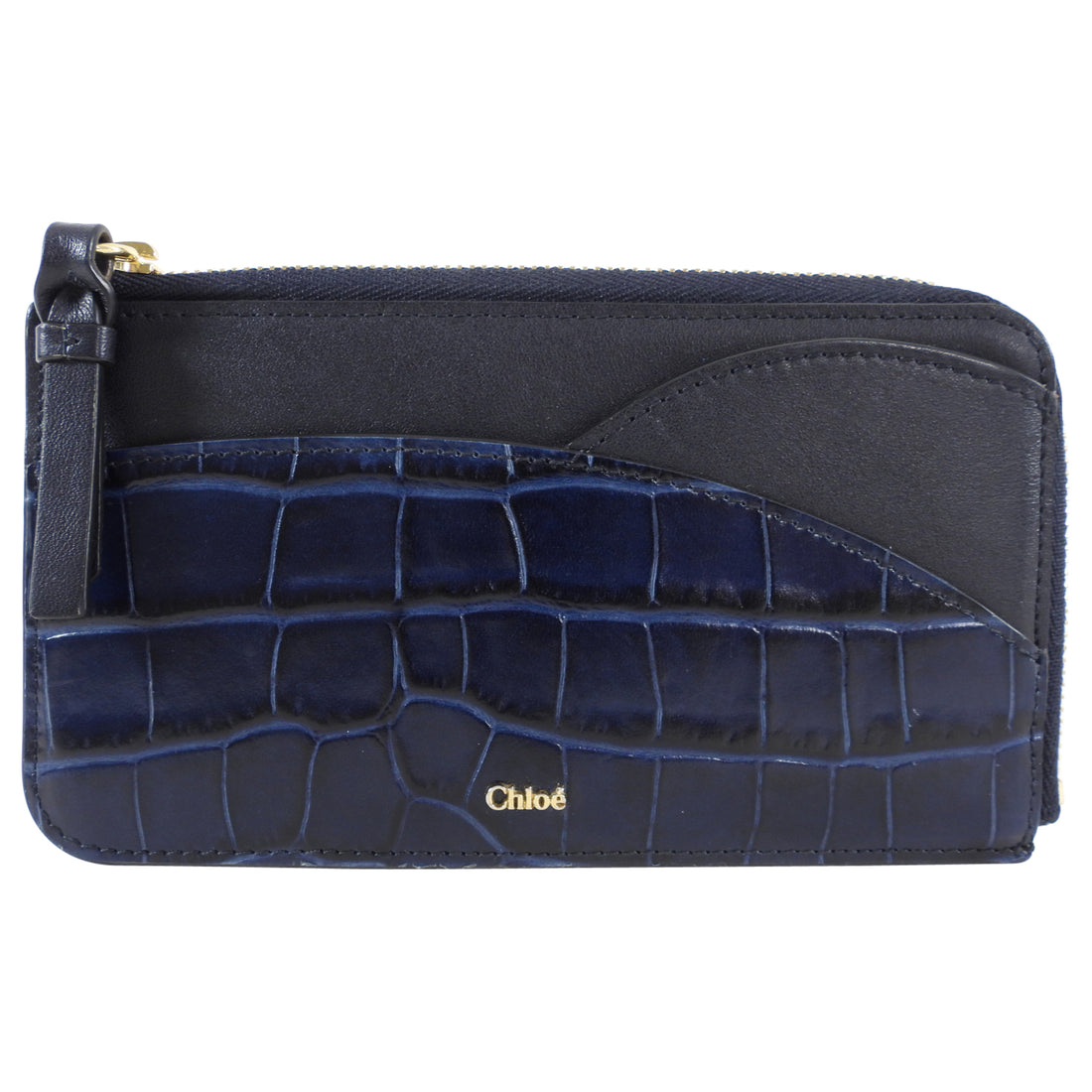 Chloe Navy Blue Embossed Leather Card holder Case