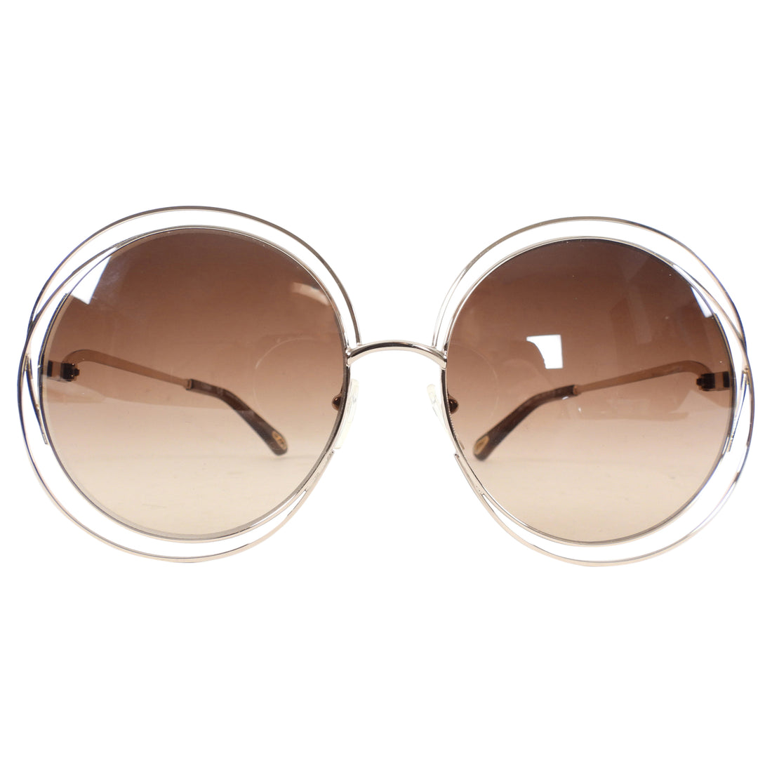 Chloe Carlina Gold Oversized Round Sunglasses
