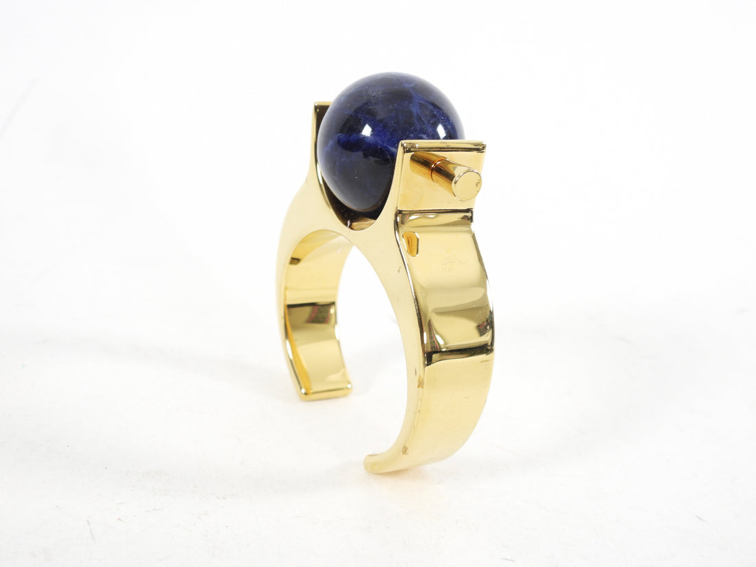 Chloe Architectural Cuff Bracelet with Lapis Stone