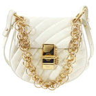 Chloe Drew Bijoux Small Ivory Quilted Chain Crossbody Bag
