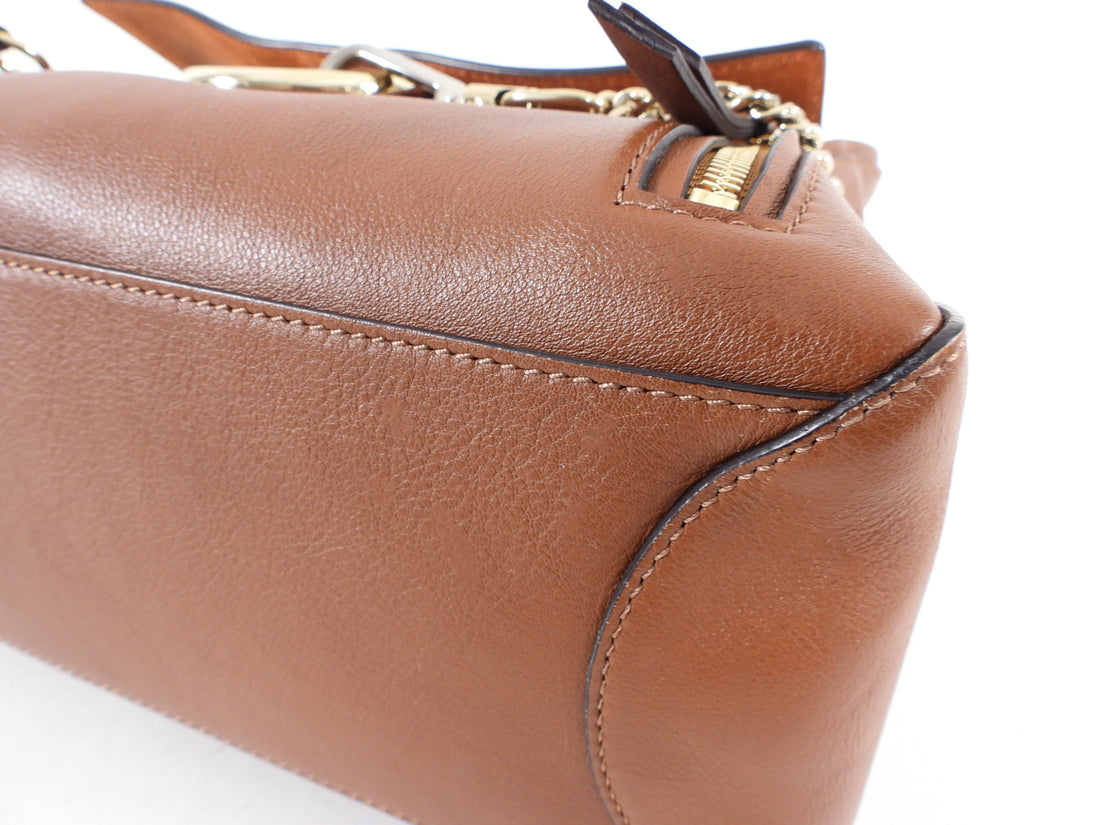 Chloe Faye Day Medium Double Carry Bag in Tan Leather