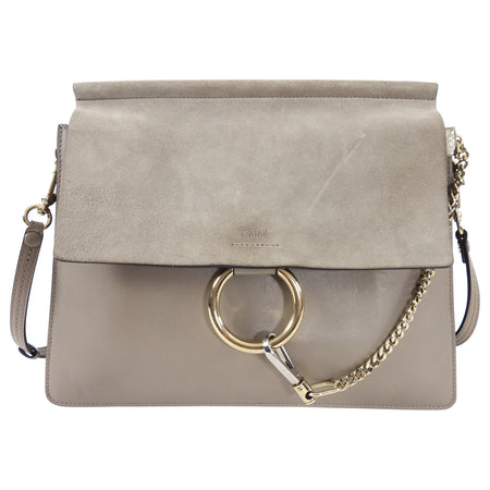 Chloe Faye Medium Shoulder Bag in Light Taupe