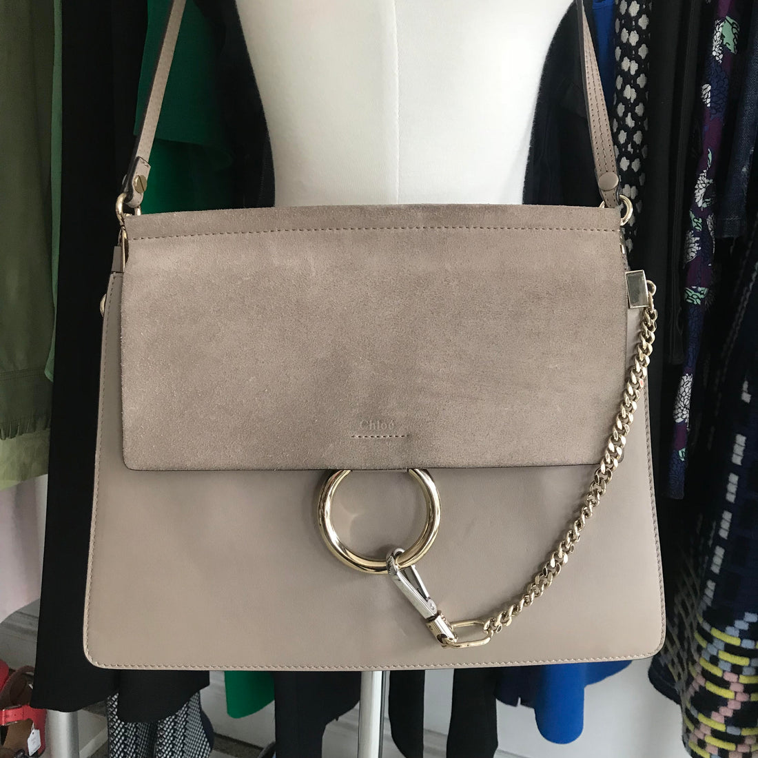 Chloe Burgundy Leather and Suede Mini Faye Crossbody Bag For Sale at 1stDibs