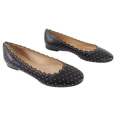Chloe Black Scalloped Gold Stud Ballet Flat Shoes 35.5 I MISS YOU VINTAGE