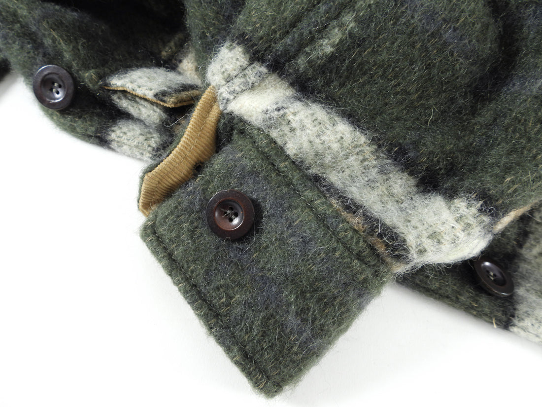 Chloe Dark Green Check Blanket Coat Shacket -  XS / S