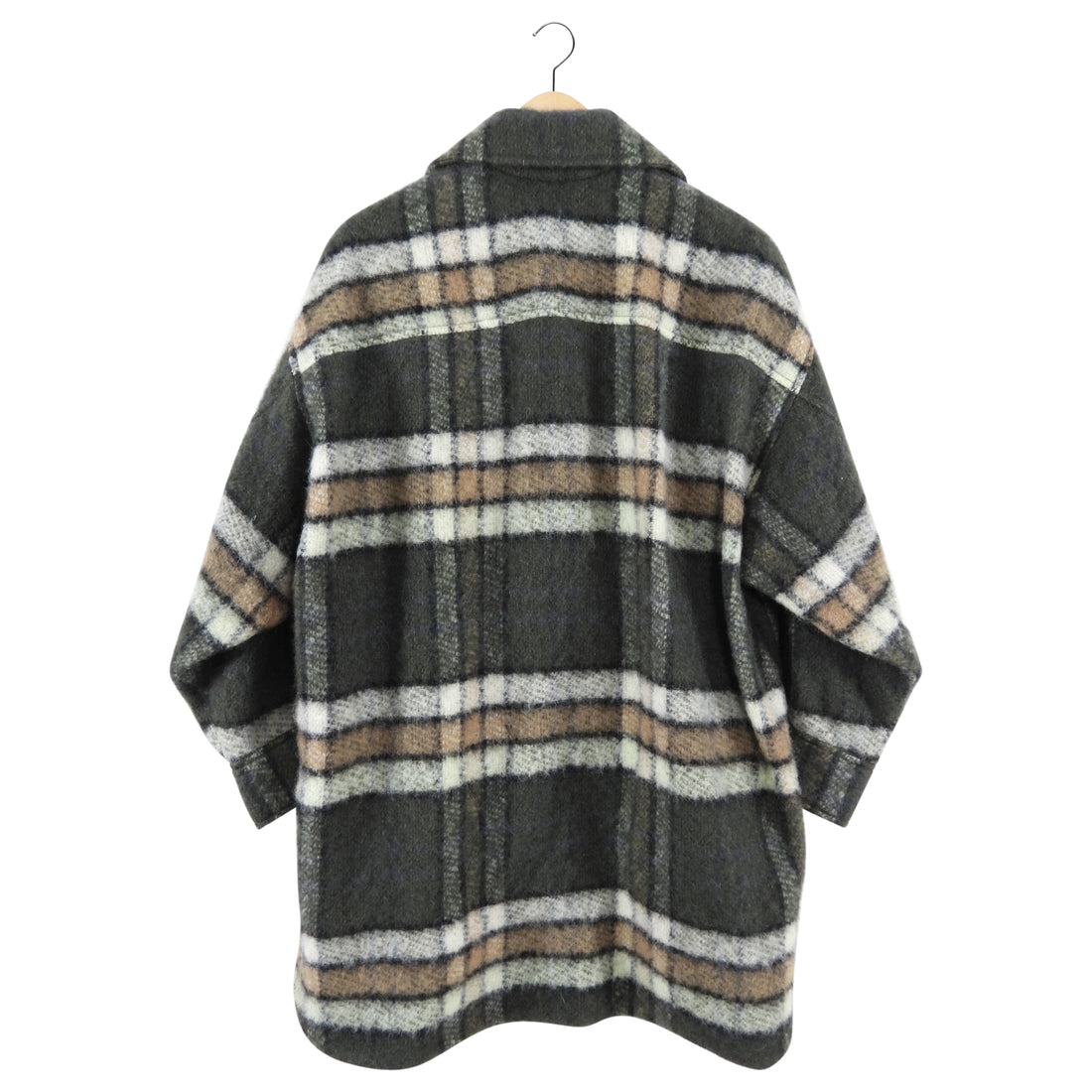 Chloe Dark Green Check Blanket Coat Shacket XS S