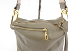Chloe Kuroa Beige Leather Shoulder Bag with Gold Zip Detail
