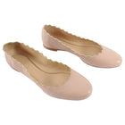 Chloe Lauren Scalloped Leather Nude Ballet Flat Shoes - 36.5 / 6.5