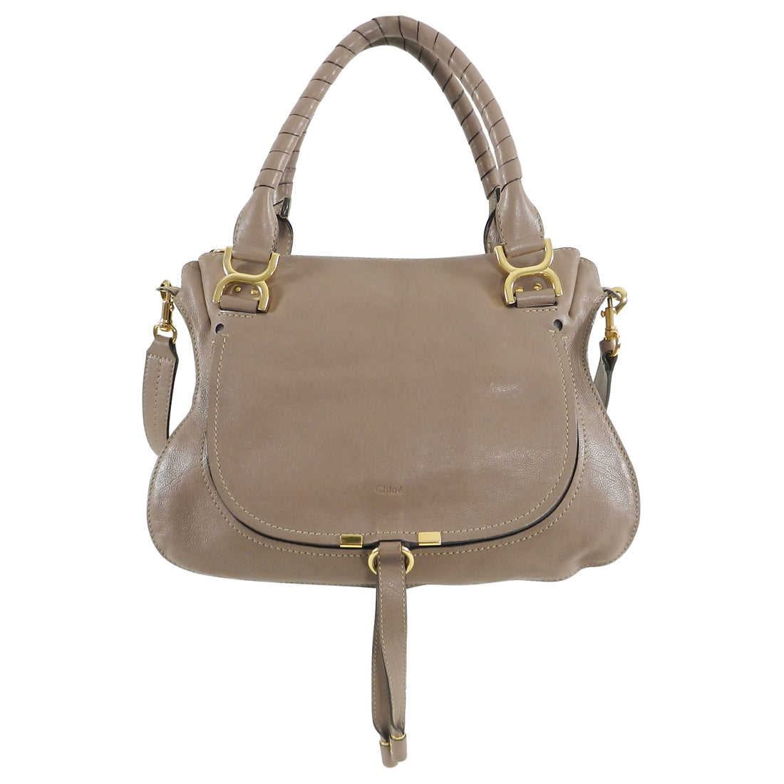 Chloe Marcie Large Satchel Bag in Taupe Leather I MISS YOU VINTAGE