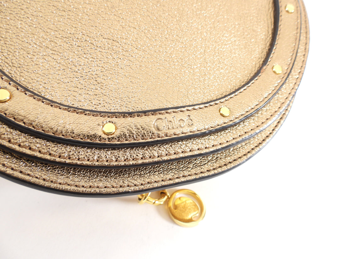 Chloe Metallic Bronze Leather Nile Minaudiere Bracelet Bag
