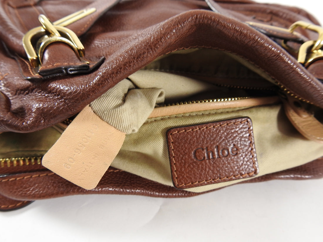 Chloe Cognac Brown Leather Paraty Convertible Bag