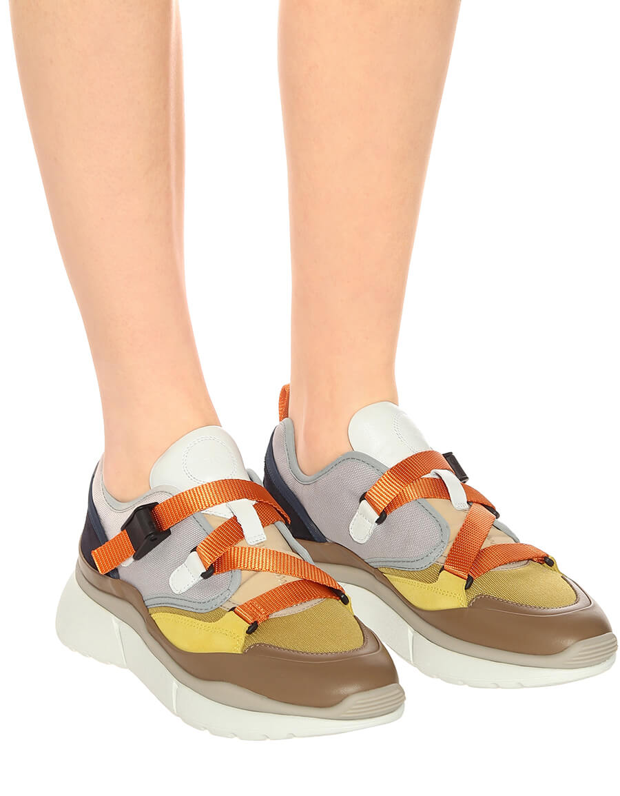 Chloe Sonnie Orange and Yellow Sneakers - 39
