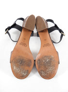 Chloe Black Brown Leather Block Heel Sandals - 37.5 