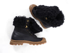 Chloe Black Shearling and Rubber Lace Up Ankle Boots - 37
