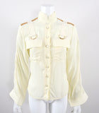 Chloe Cream Ruched Shirt with Strap Detail - 36 / 4