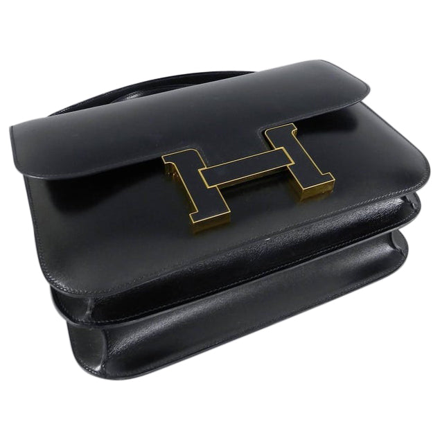 Mini bag Constance HERMÈS vintage black box leather - VALOIS VINTAGE PARIS