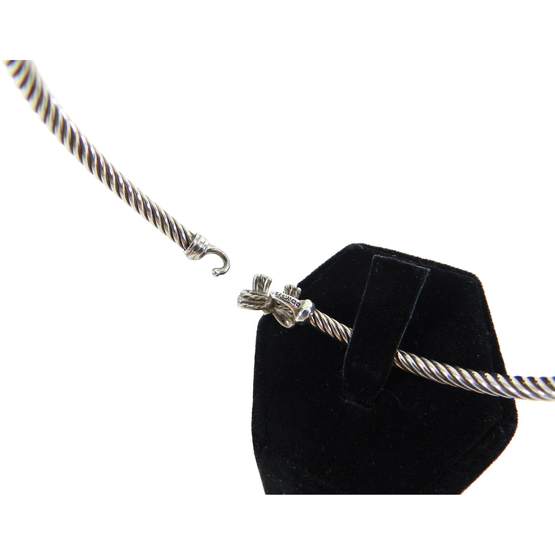 David Yurman Sterling Silver Cable Ribbon Bow Bangle With Diamonds