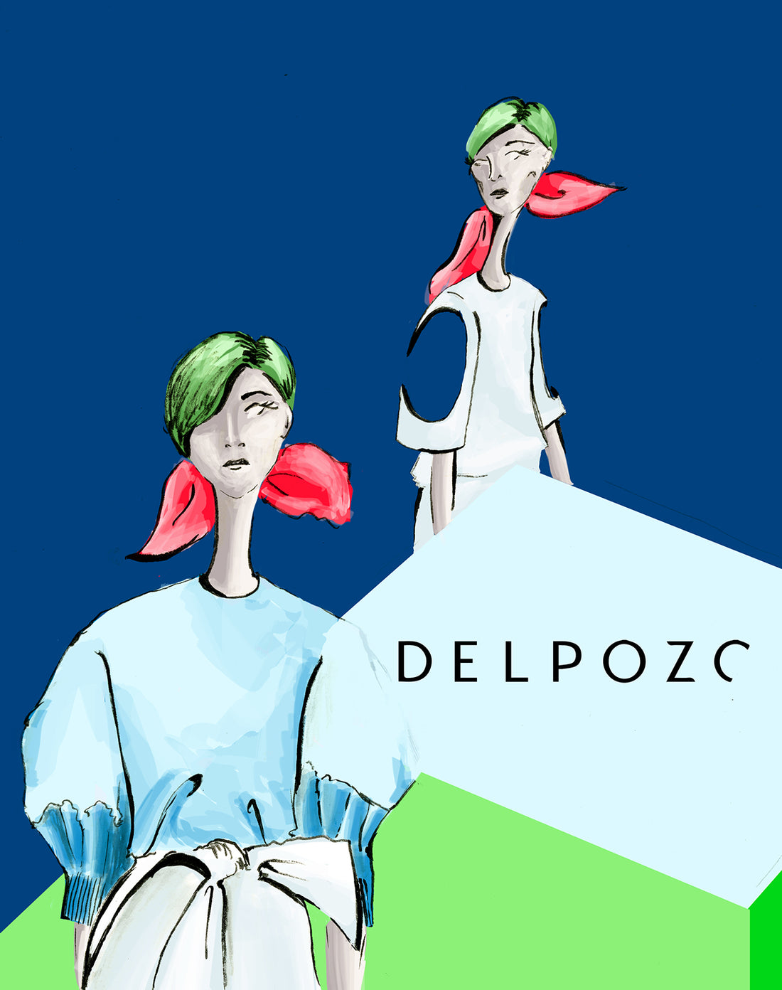Delpozo Resort 2018 Runway Pink and Navy A-Line Skirt