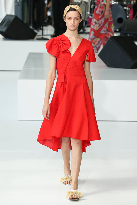 Depozo Spring 2018 Red Linen and Silk Runway Dress - L / 10 / 12